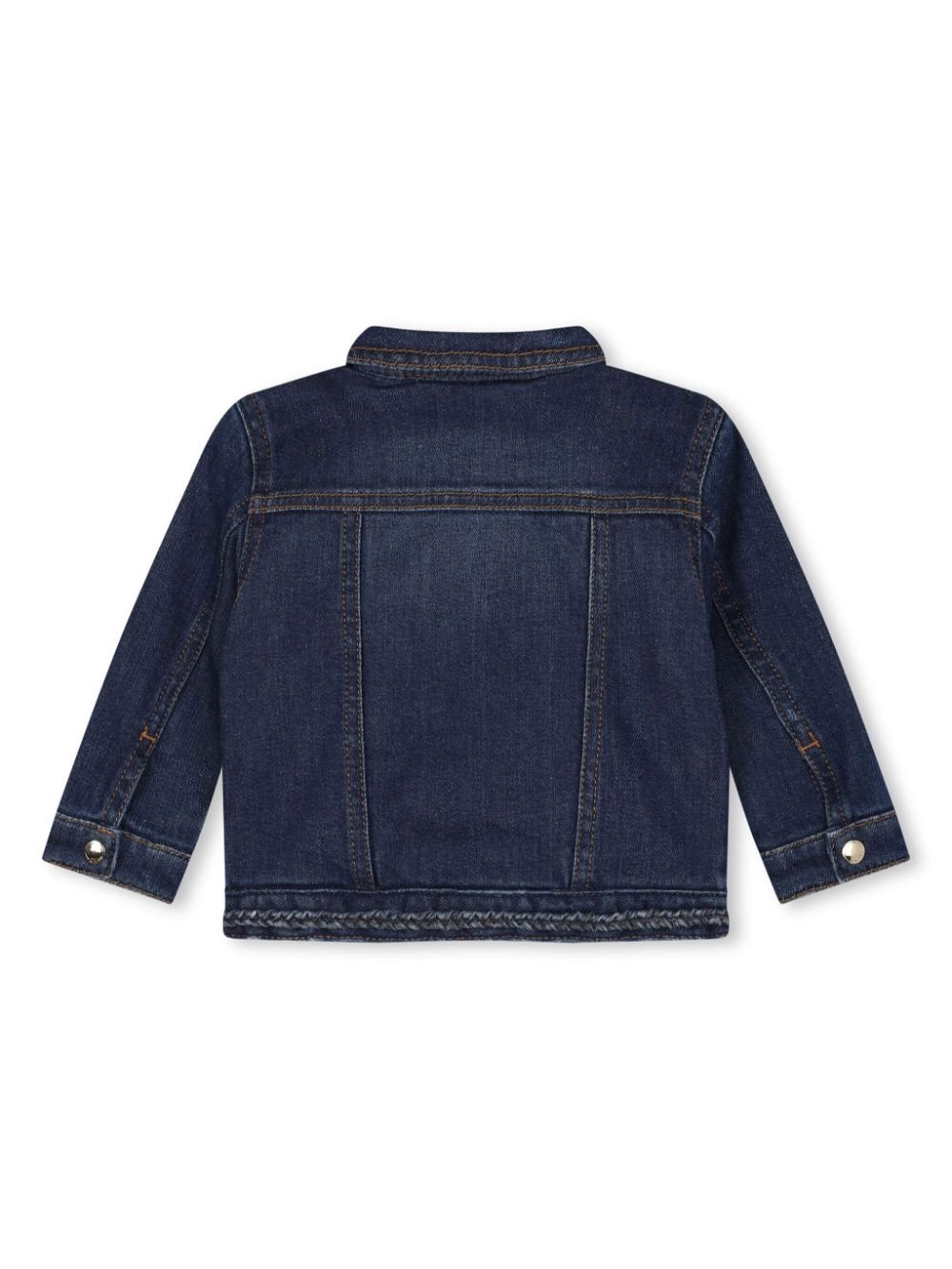 Giubbino per neonata Chloé Kids denim con ricamo e tasche sul davanti - Rubino Kids