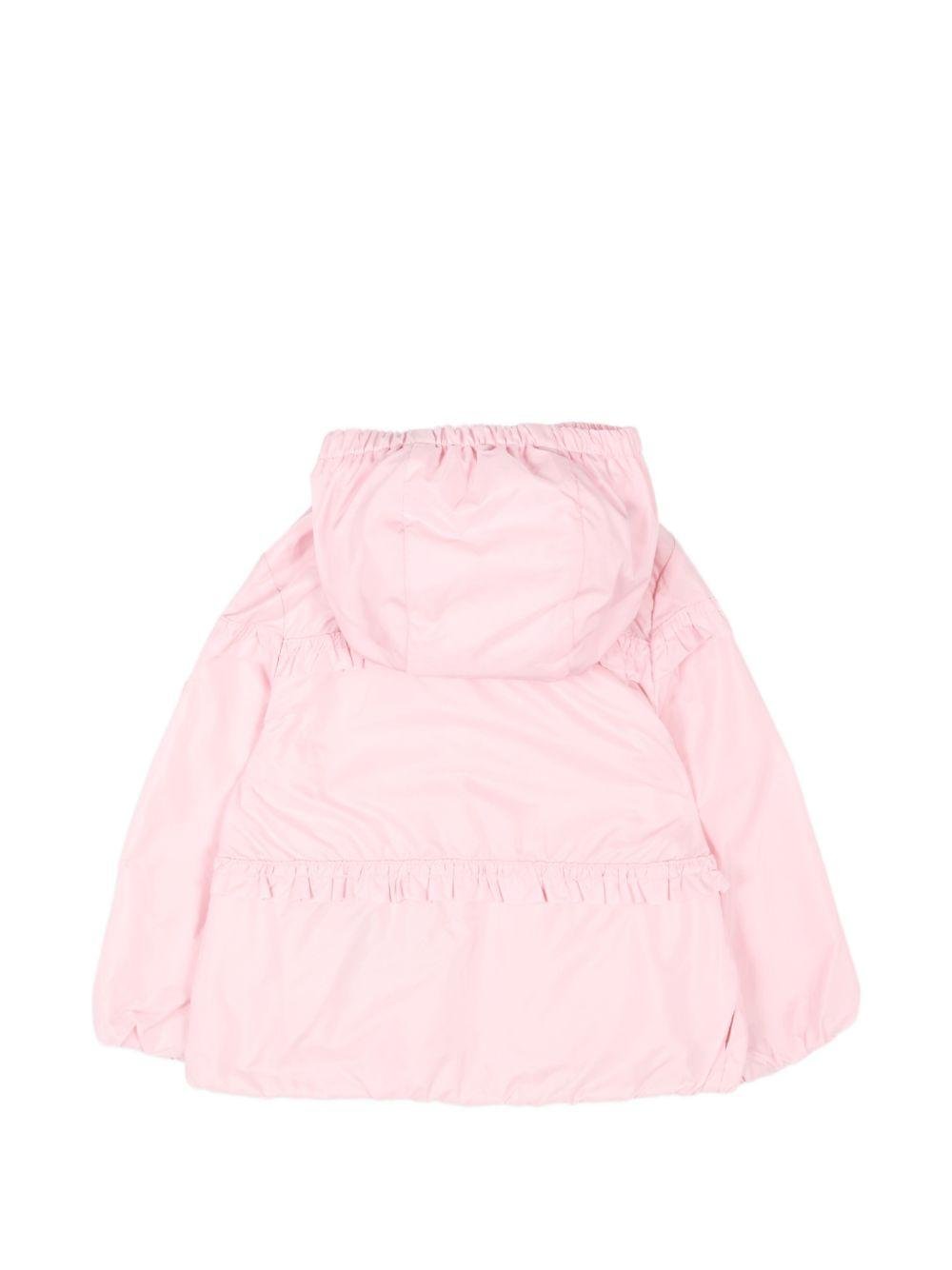 Giubbino per neonata Moncler Enfant rosa con applicazione logo - Rubino Kids