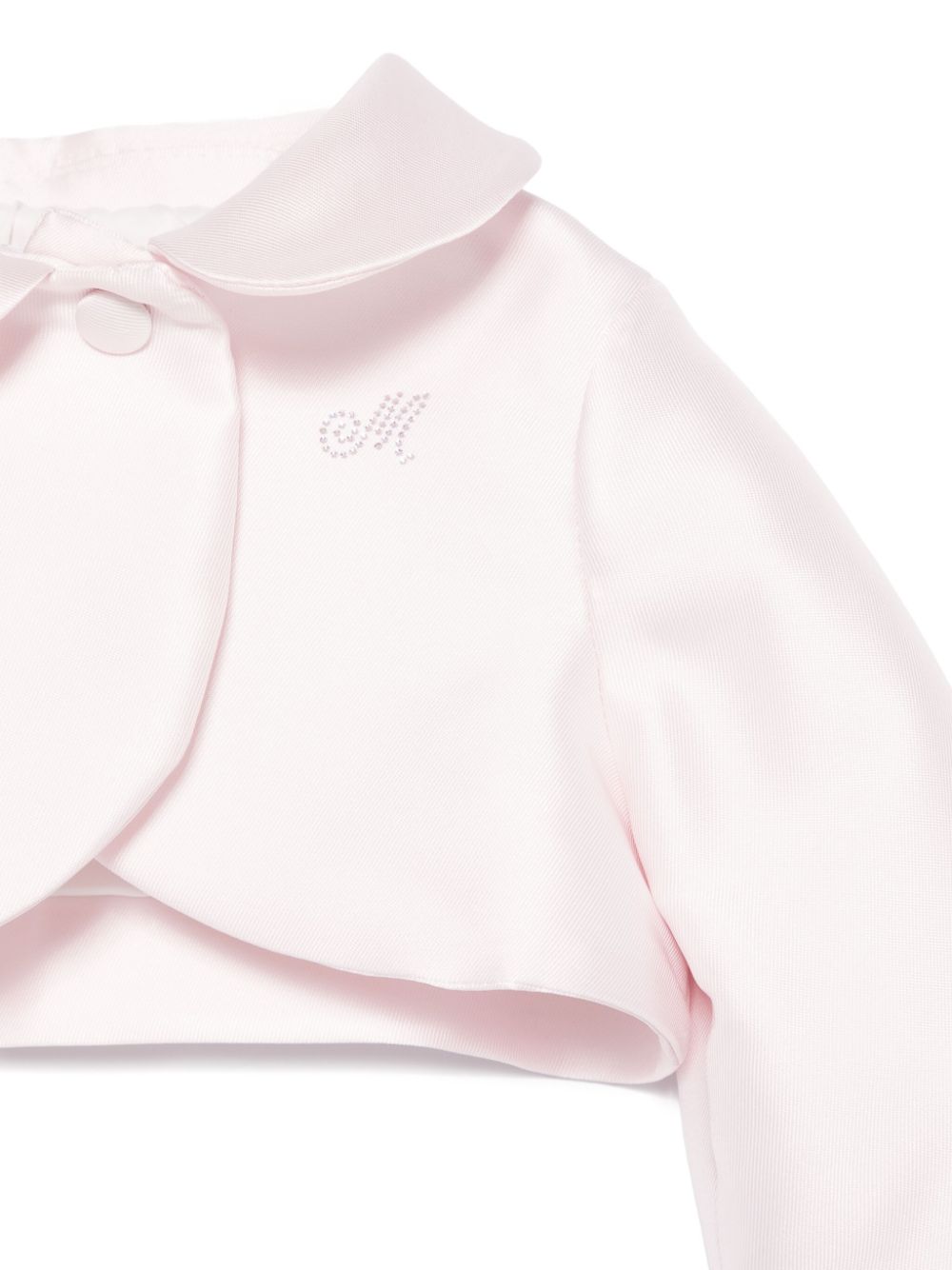 Giubbino per neonata Monnalisa rosa con decorazione logo con strass - Rubino Kids