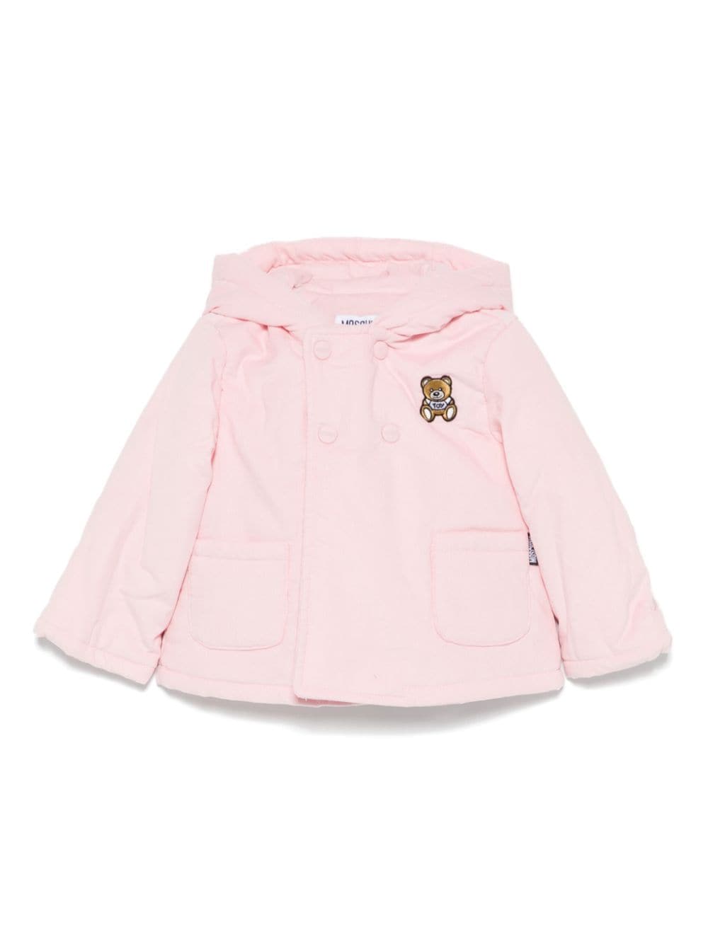 Giubbino per neonata Moschino Kids rosa con applicazione Teddy Bear - Rubino Kids