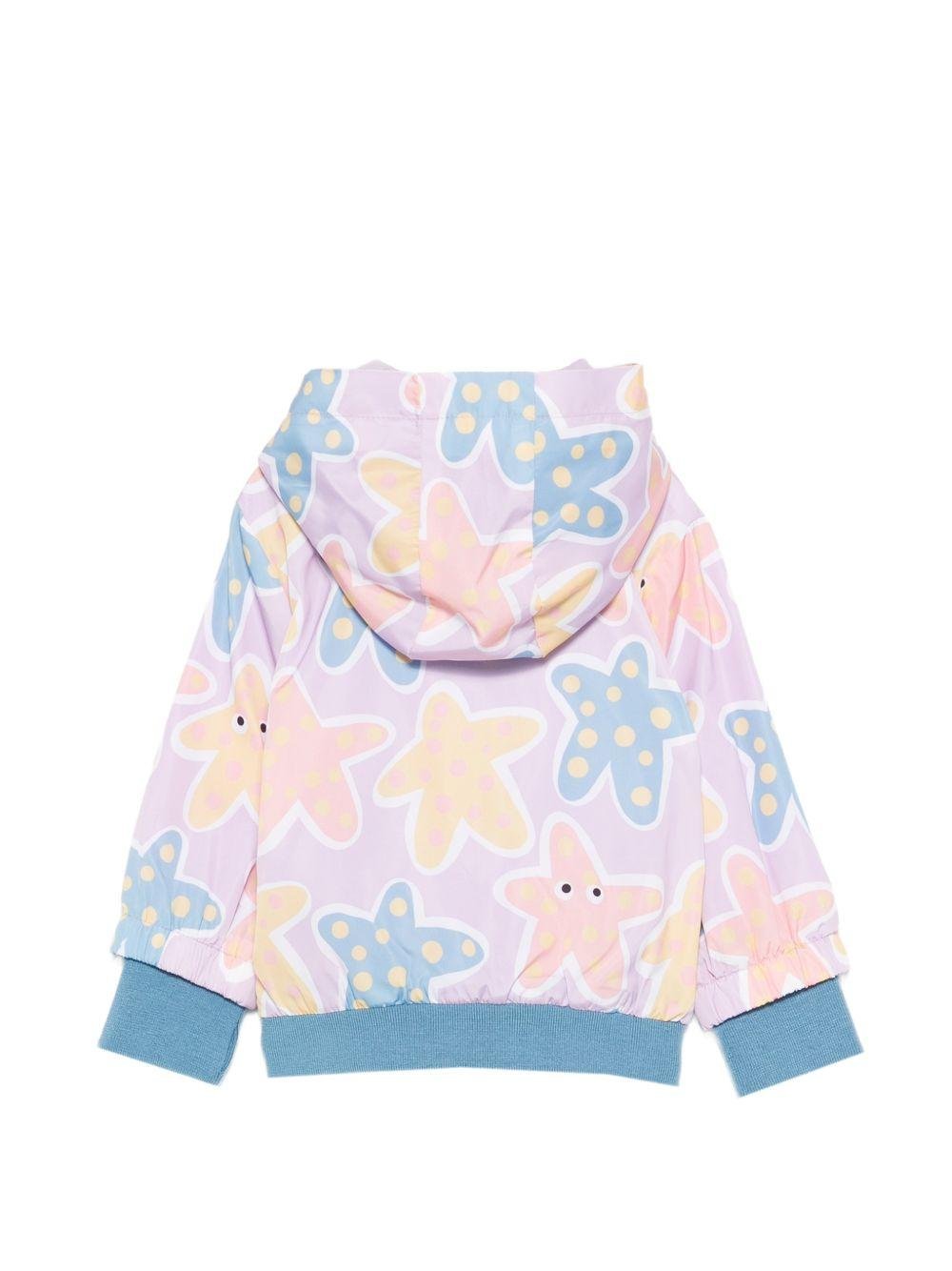Giubbino per neonata Stella McCartney Kids viola con stampa stelle marine all - over - Rubino Kids