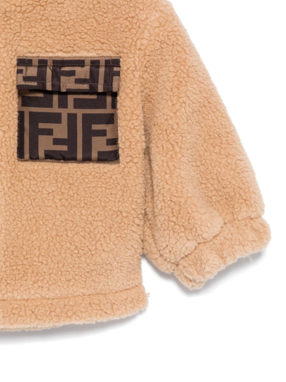 Giubbino per neonato Fendi Kids beige in pelliccia con tasca logata - Rubino Kids