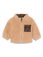 Giubbino per neonato Fendi Kids beige in pelliccia con tasca logata - Rubino Kids