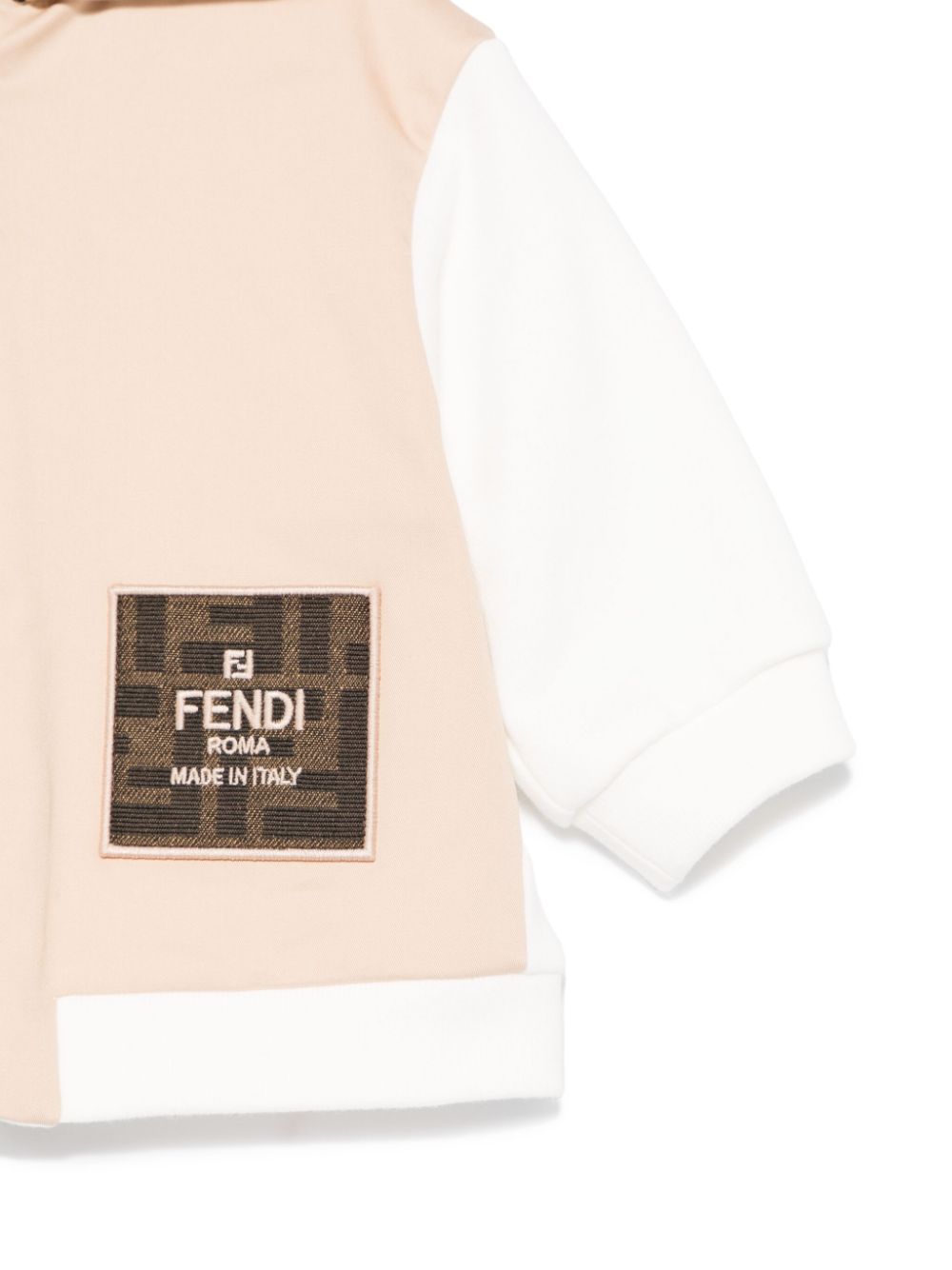 Giubbino per neonato Fendi Kids biancoe beige con applicazione monogramma FF - Rubino Kids