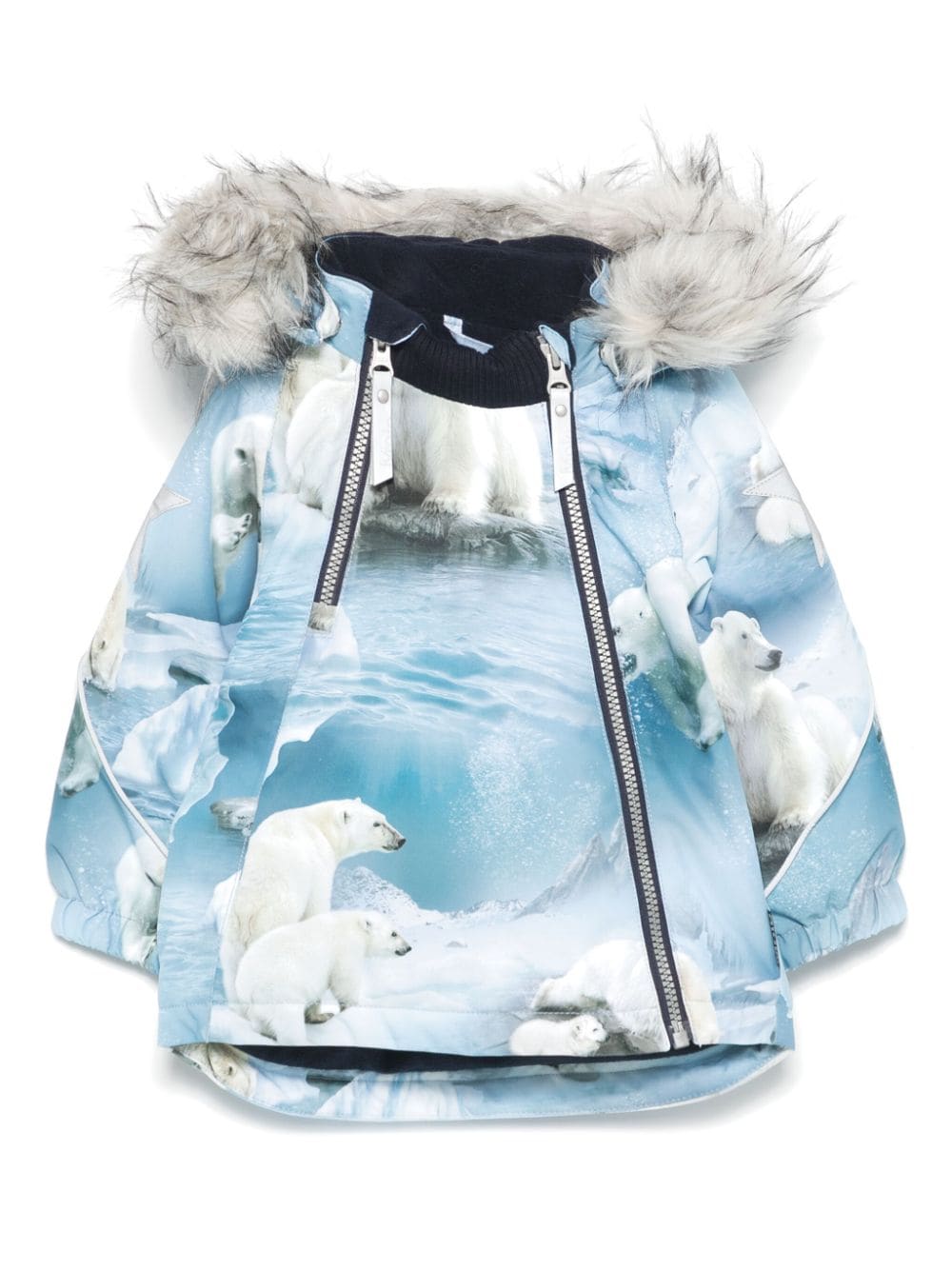 Giubbino per neonato Molo Hopla azzurro in pelliccia con stampa Polar Bear - Rubino Kids