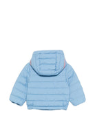 Giubbino per neonato Moncler Enfant azzurro con cappuccio - Rubino Kids