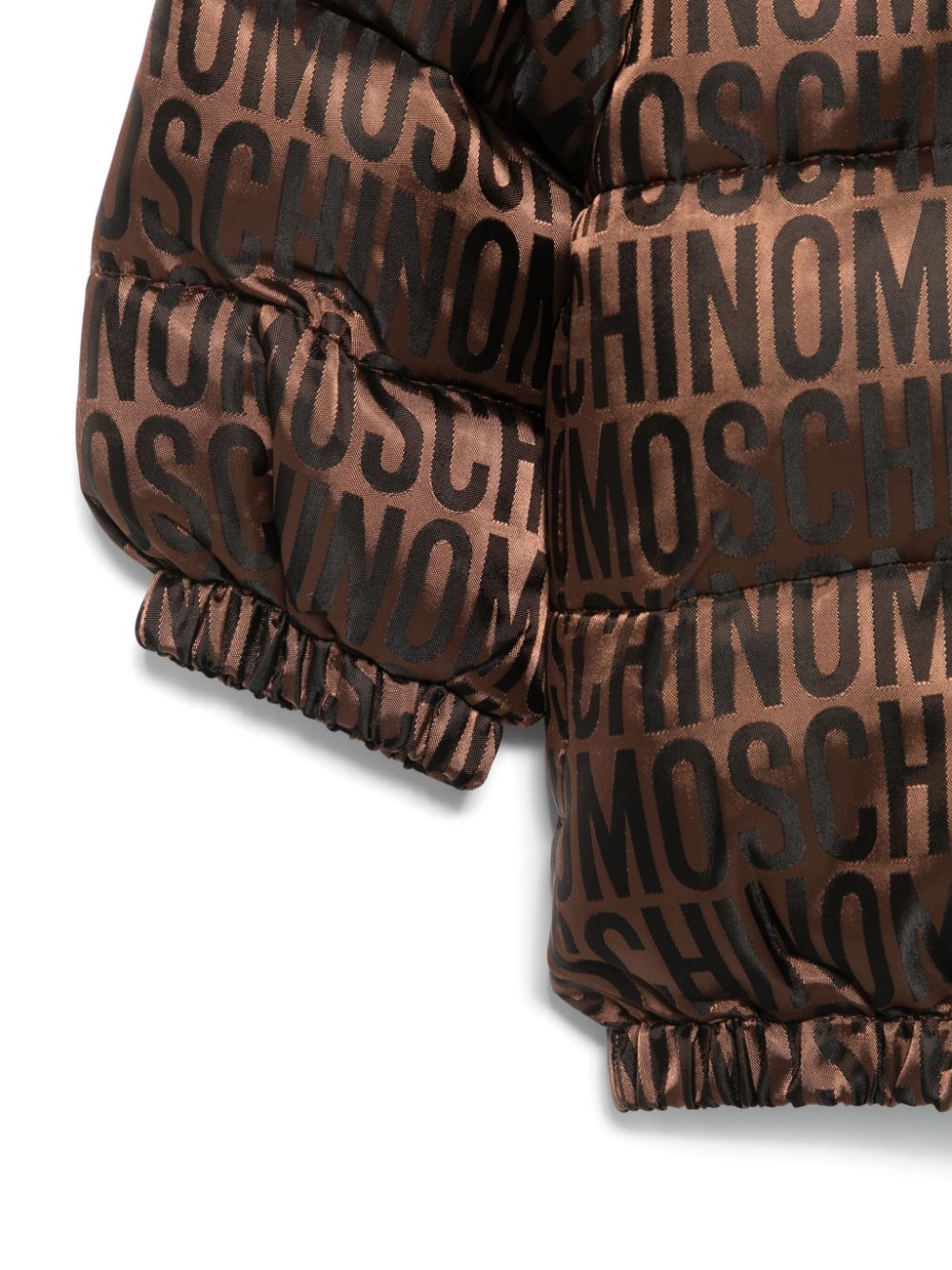 Giubbino per neonato Moschino Kids marrone con logo jacquard - Rubino Kids