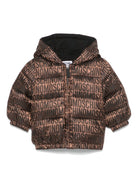 Giubbino per neonato Moschino Kids marrone con logo jacquard - Rubino Kids