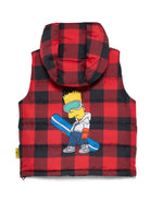 Giubbino smanicato con stampa Bart Simpson per bambino MC2 Saint Barth Kids rosso con cappuccio - Rubino Kids