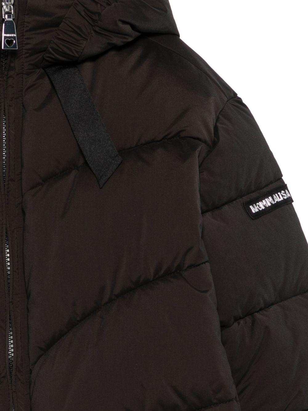 Giubbino trapuntato per bambina Monnalisa nero con cappuccio - Rubino Kids