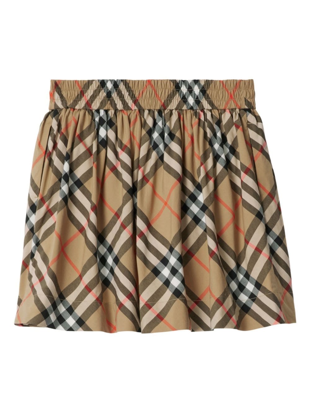 Gonna a quadri per bambina Burberry Kids beige con vita elasticizzata - Rubino Kids