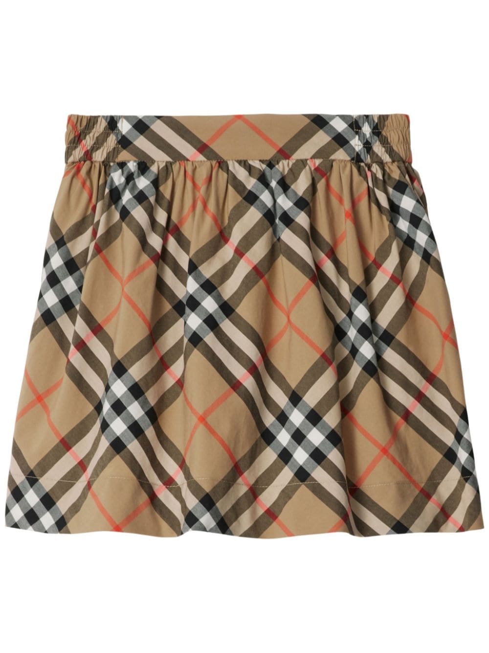 Gonna a quadri per bambina Burberry Kids beige con vita elasticizzata - Rubino Kids