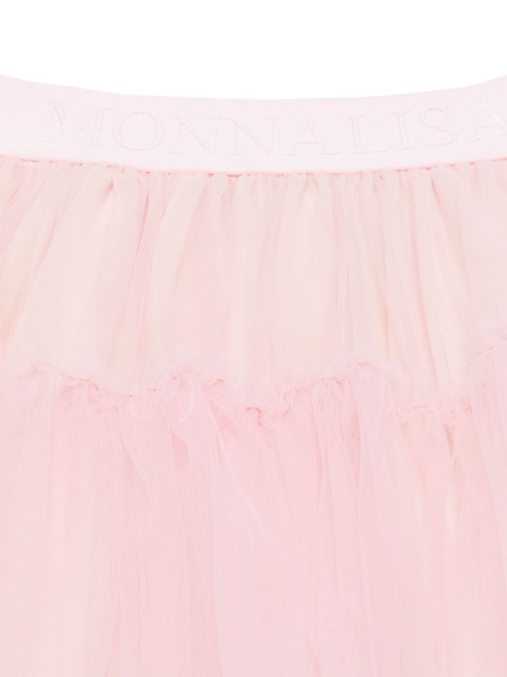 Gonna a tutù con banda logo per bambina Monnalisa rosa con rete in tulle - Rubino Kids