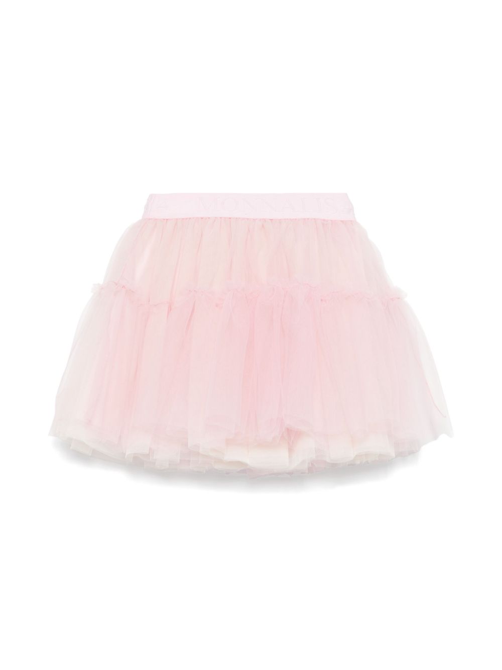 Gonna a tutù con banda logo per bambina Monnalisa rosa con rete in tulle - Rubino Kids