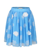 Gonna azzurra in tulle per bambina con stampa nuvole Stella McCartney Kids - Rubino Kids