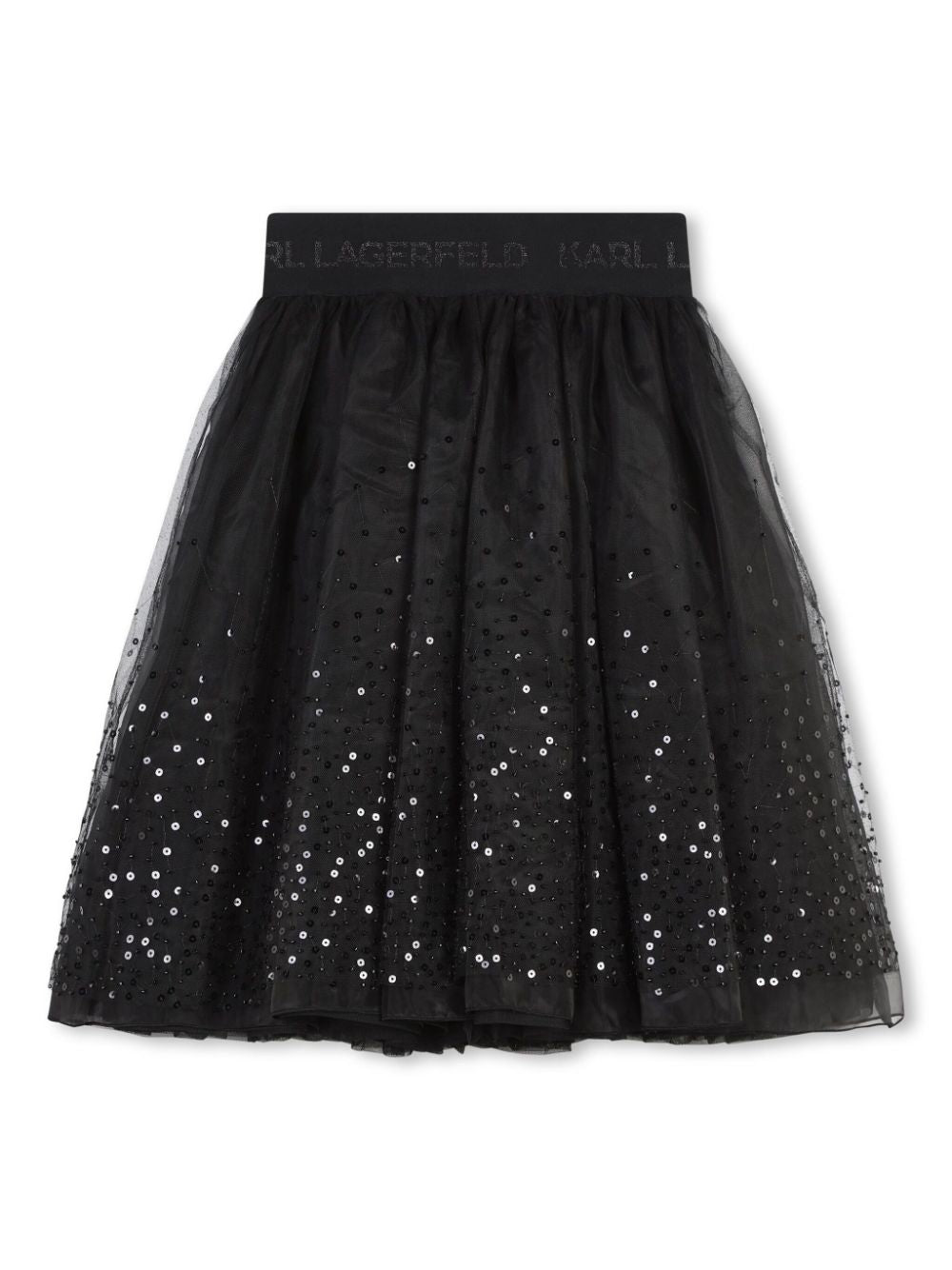 Gonna con paillettes per bambina Karl Lagerfeld Kids nera con orlo dritto - Rubino Kids