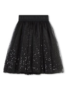 Gonna con paillettes per bambina Karl Lagerfeld Kids nera con orlo dritto - Rubino Kids