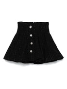 Gonna di tweed per bambina Balmain Kids nero con design a pieghe - Rubino Kids