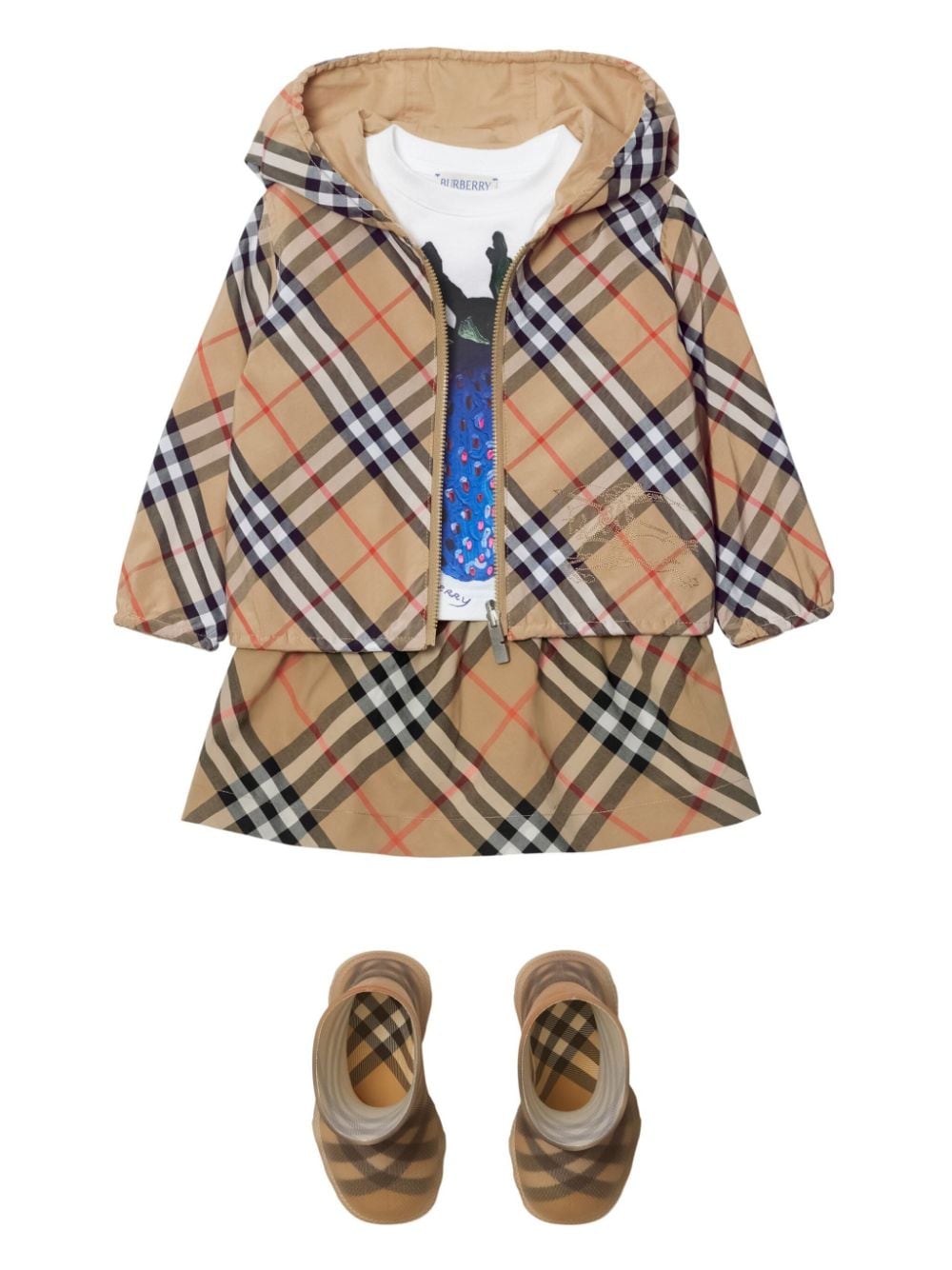 Gonna in cotone Nova check per neonata Burberry Kids beige con fodera completa - Rubino Kids