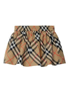 Gonna in cotone Nova check per neonata Burberry Kids beige con fodera completa - Rubino Kids