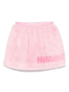 Gonna in finta pelliccia per bambina Moschino Kids rosa con vita elasticizzata - Rubino Kids