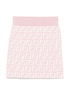 Gonna in maglia junior per bambina Fendi Kids rosa con logo all - over - Rubino Kids