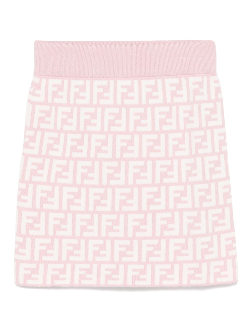 Gonna in maglia junior per bambina Fendi Kids rosa con logo all - over - Rubino Kids