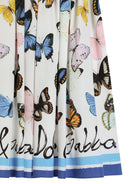 Gonna midi con stampa per bambina Dolce & Gabbana Kids bianco con orlo svasato - Rubino Kids