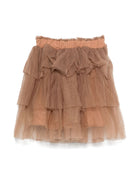 Gonna Mirre per bambina Donsje marrone con rete in tulle - Rubino Kids