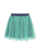 Gonna per bambina Billieblush verde svasata con strato in tulle - Rubino Kids