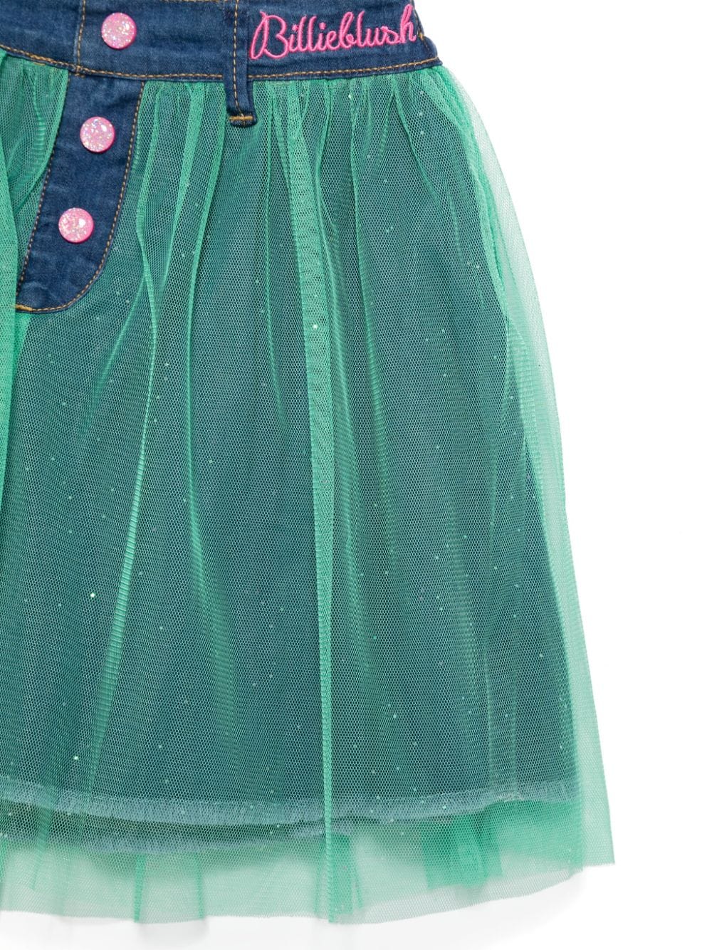 Gonna per bambina Billieblush verde svasata con strato in tulle - Rubino Kids