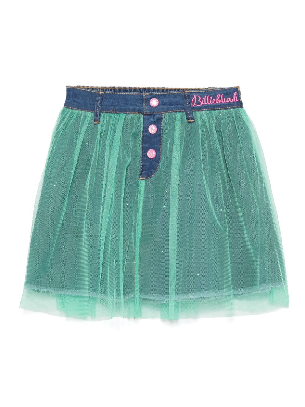 Gonna per bambina Billieblush verde svasata con strato in tulle - Rubino Kids