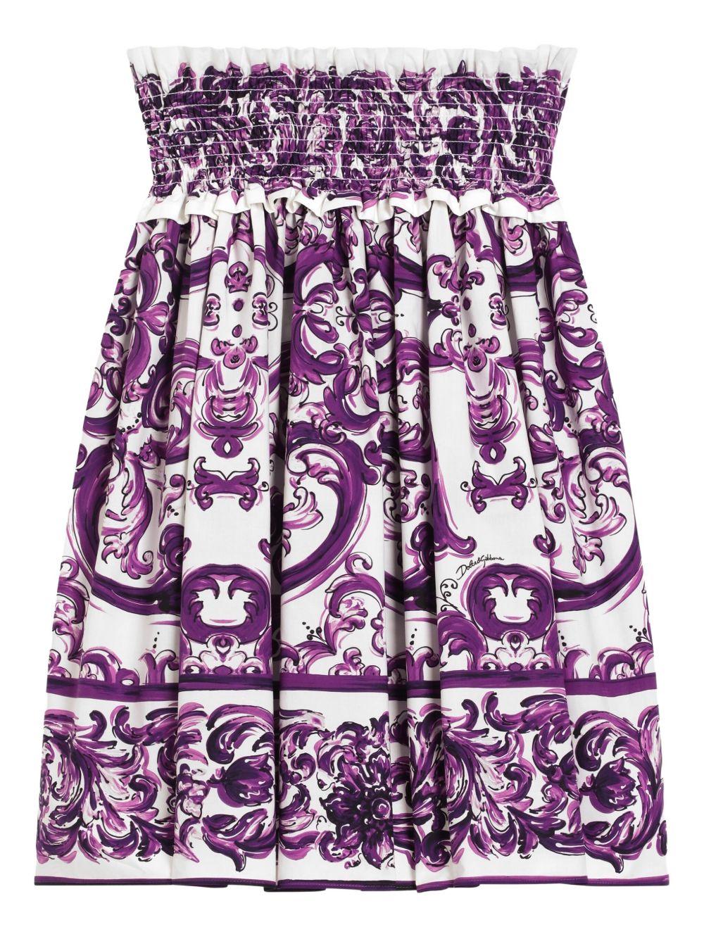 Gonna per bambina Dolce & Gabbana Kids viola con stampa maiolica - Rubino Kids