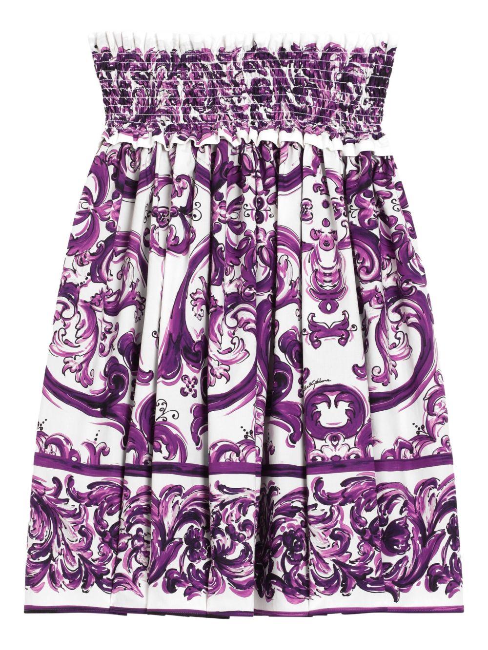 Gonna per bambina Dolce & Gabbana Kids viola con stampa maiolica - Rubino Kids