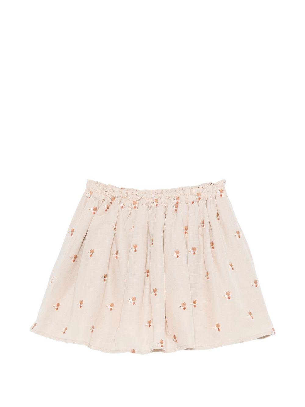 Gonna per bambina Donsje beige con stampa floreale - Rubino Kids