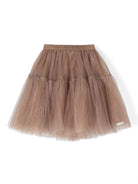 Gonna per bambina Donsje Mallou marrone con gonna in tulle e dettaglio glitter - Rubino Kids