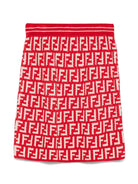 Gonna per bambina Fendi Kids rosso con monogramma FF - Rubino Kids