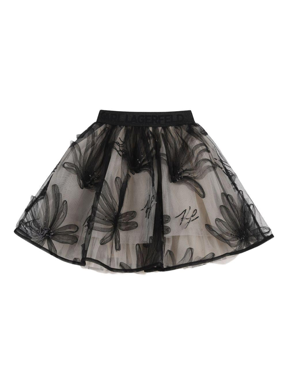 Gonna per bambina Karl lagerfeld Kids nera con paillettes - Rubino Kids