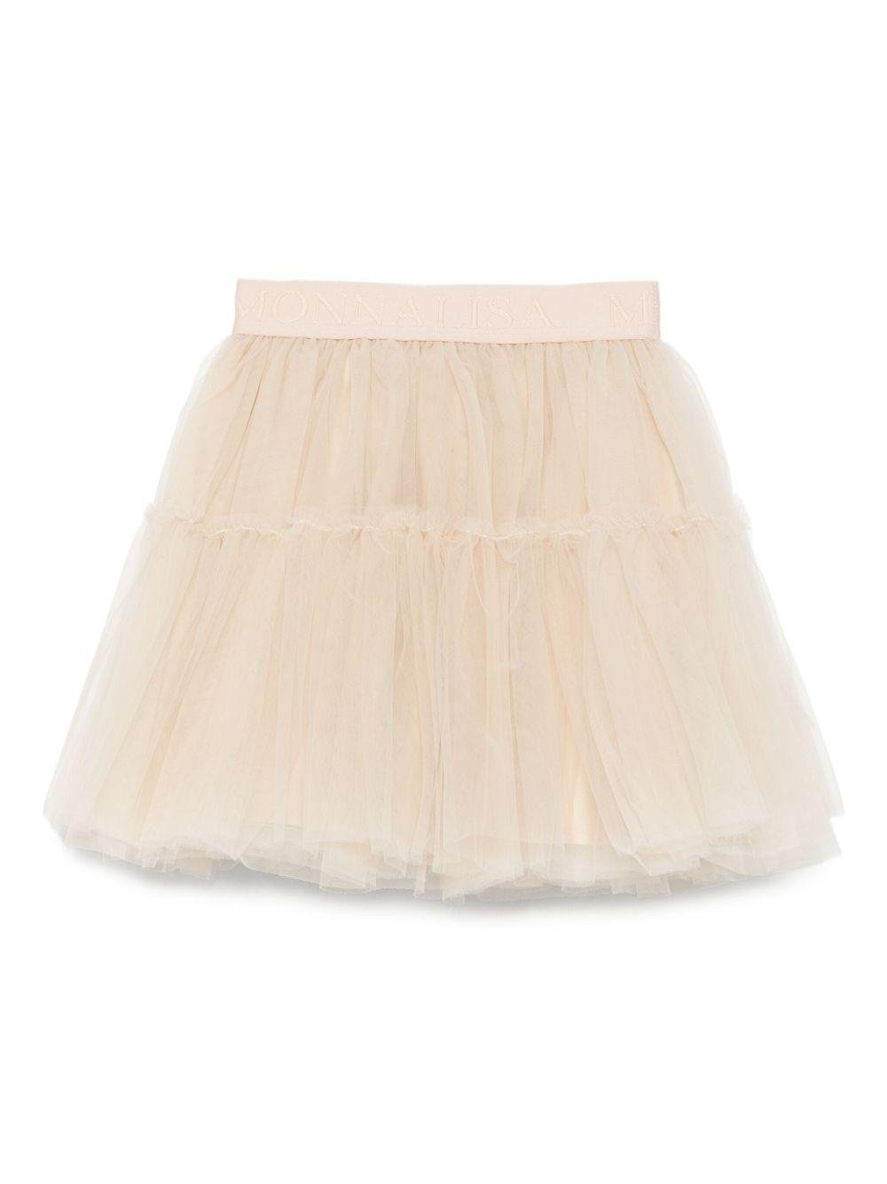 Gonna per bambina Monnalisa beige con design a strati - Rubino Kids