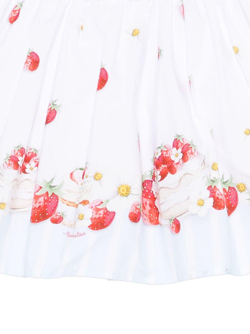 Gonna per bambina Monnalisa bianco con stampa a fragola - Rubino Kids