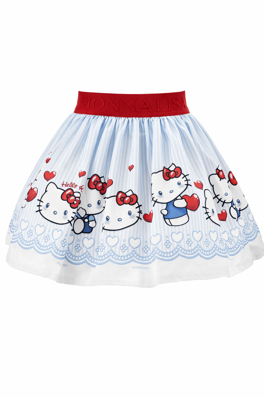 Gonna per bambina Monnalisa Hello Kitty azzurro con stampa - Rubino Kids