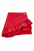 Gonna per bambina Monnalisa rossa con design con ruches - Rubino Kids