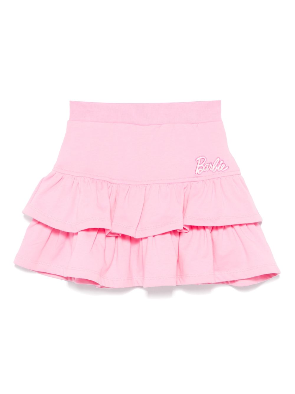 Gonna per bambina Monnalisa x Barbie rosa con balze e logo ricamato - Rubino Kids