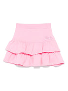 Gonna per bambina Monnalisa x Barbie rosa con balze e logo ricamato - Rubino Kids