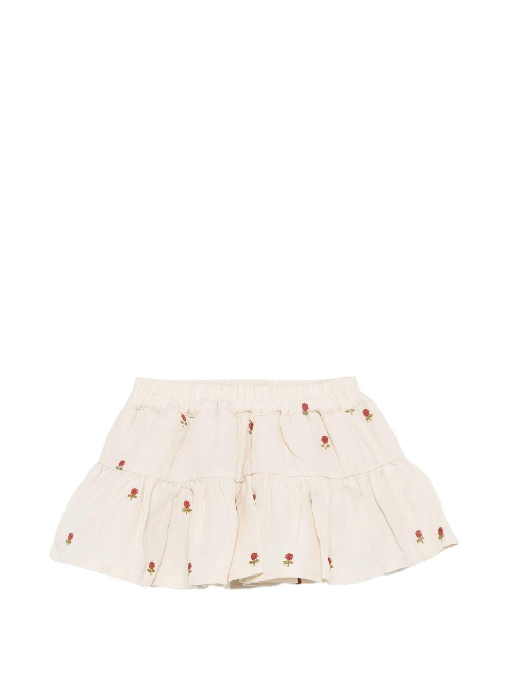 Gonna per neonata Donsje beige con ricamo floreale - Rubino Kids