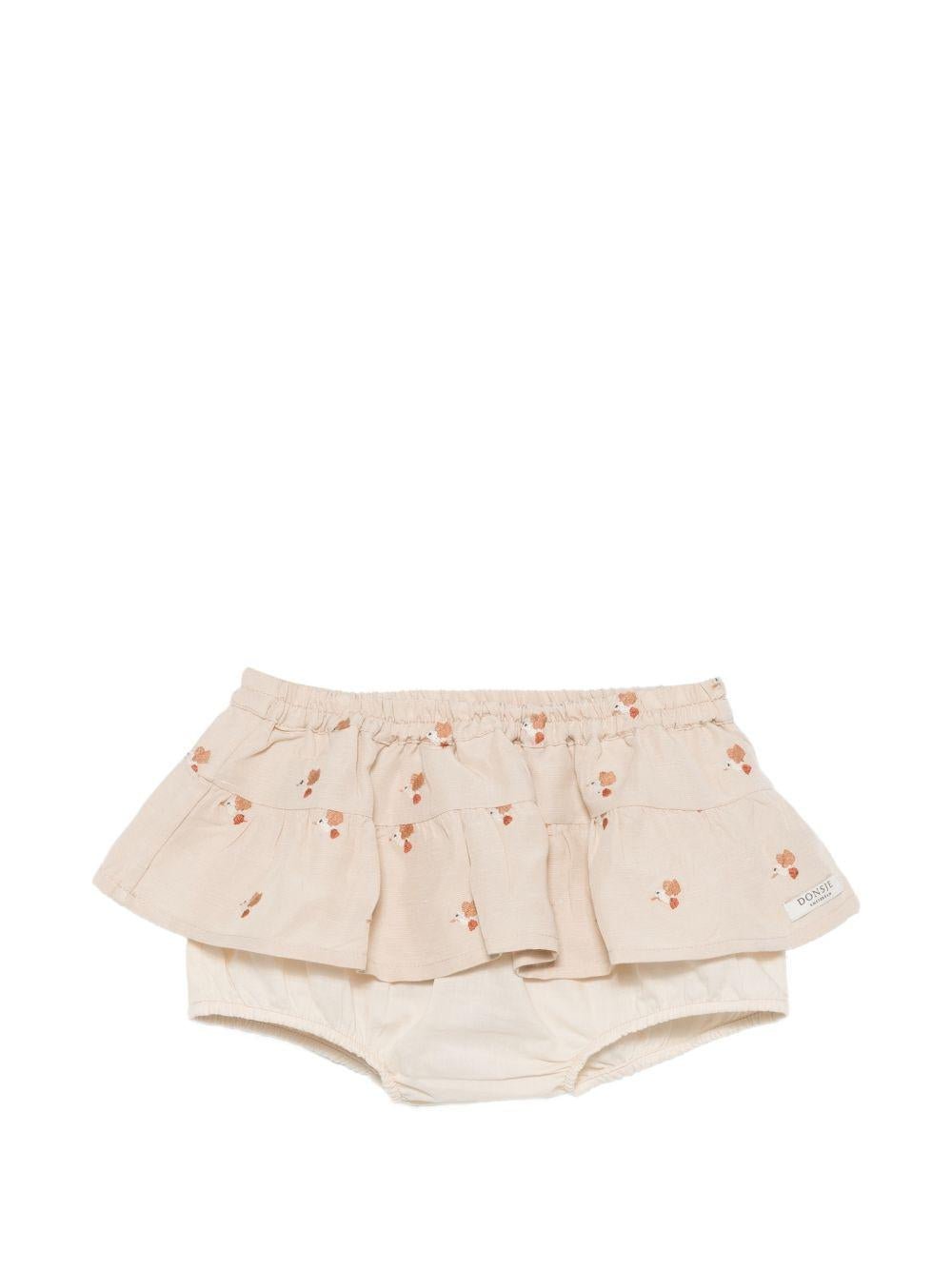 Gonna per neonata Donsje beige con ricamo uccellini all - over - Rubino Kids