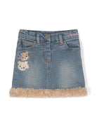 Gonna per neonata Monnalisa in denim con ricamo Teddy Bear - Rubino Kids