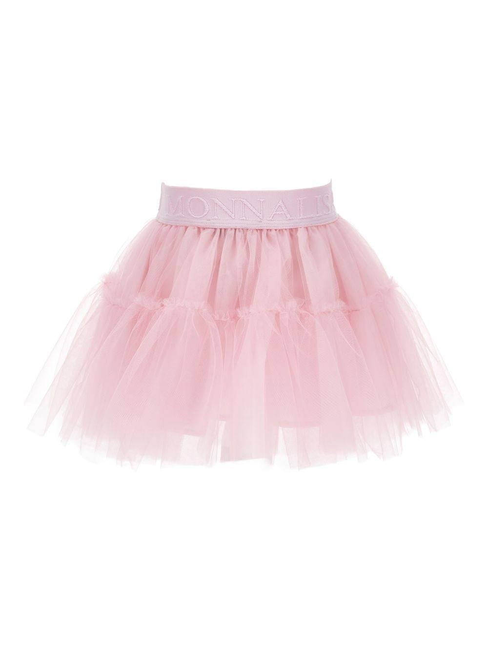 Gonna per neonata Monnalisa rosa con banda logo - Rubino Kids
