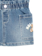 Gonna per neonata Moschino Kids denim con logo sul davanti - Rubino Kids
