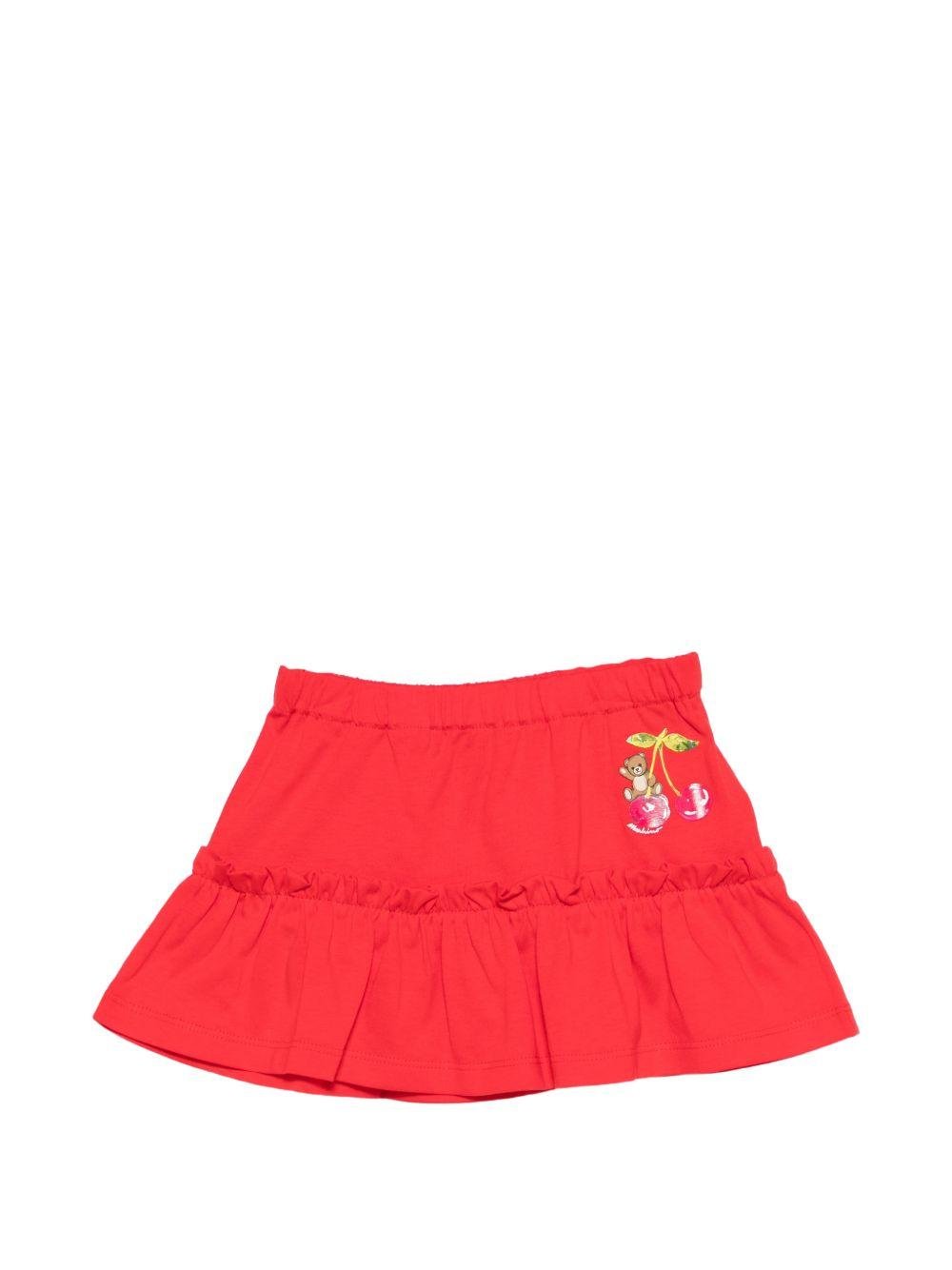 Gonna per neonata Moschino Kids rosso con stampa orsetto - Rubino Kids